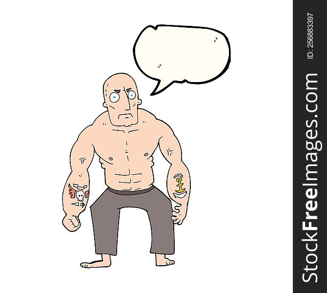Speech Bubble Cartoon Tough Man