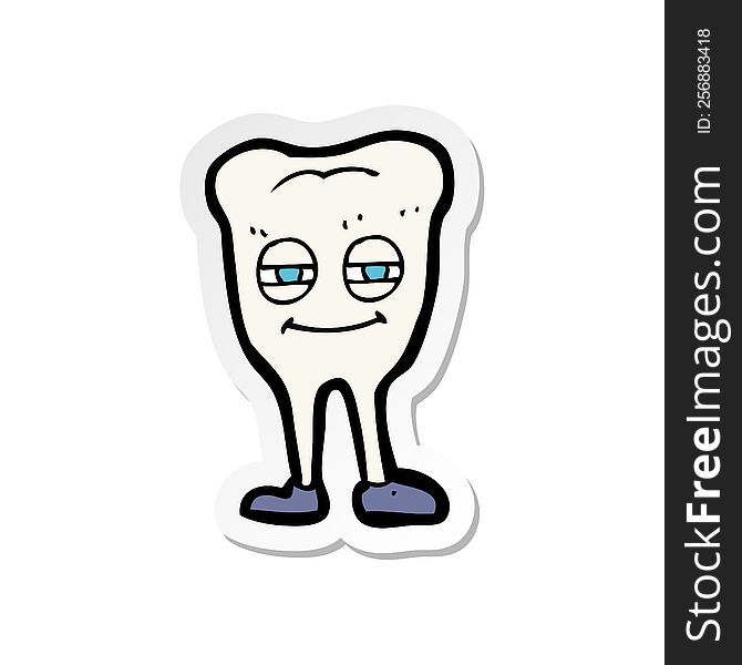 sticker of a cartoon smiling tooth