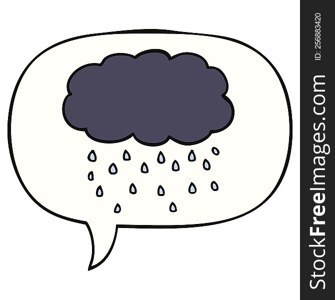 Cartoon Cloud Raining And Speech Bubble