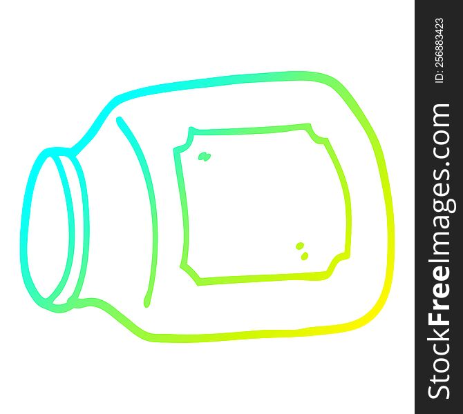 cold gradient line drawing of a cartoon glass jar on side