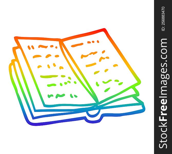 rainbow gradient line drawing of a cartoon reading book