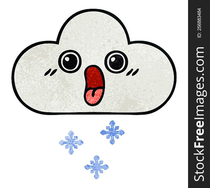 Retro Grunge Texture Cartoon Snow Cloud