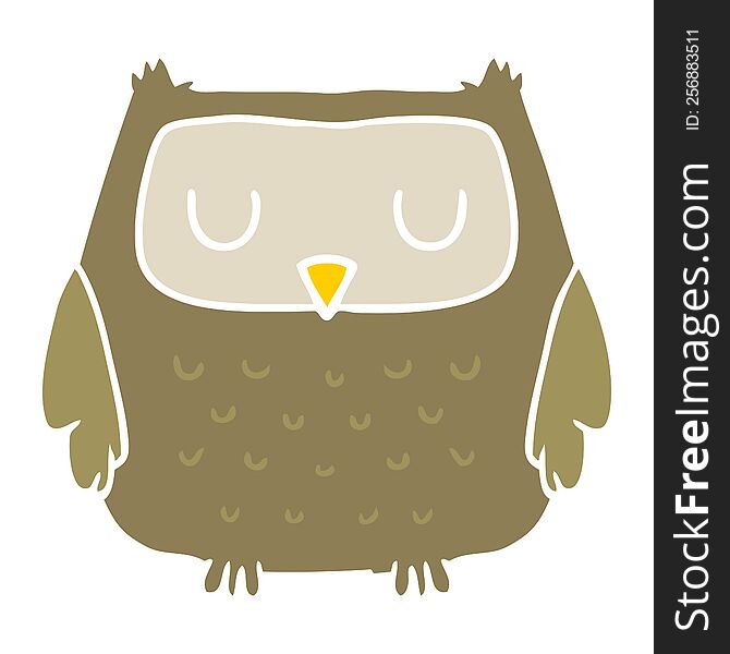 Flat Color Style Cartoon Owl