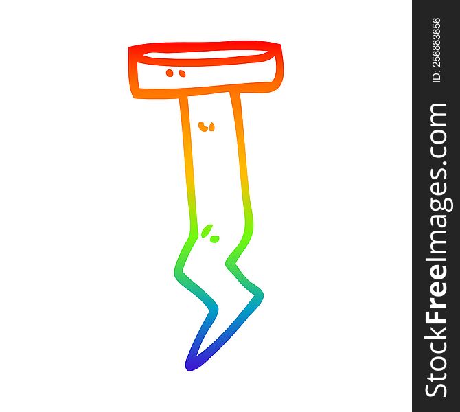 Rainbow Gradient Line Drawing Cartoon Old Nail