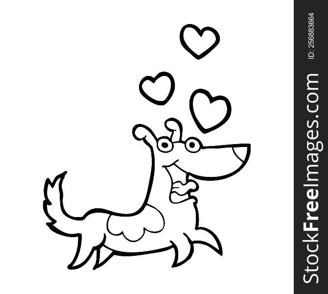 Cartoon Dog With Love Hearts