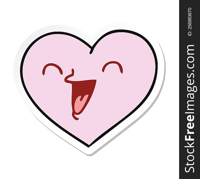sticker of a quirky hand drawn cartoon happy heart