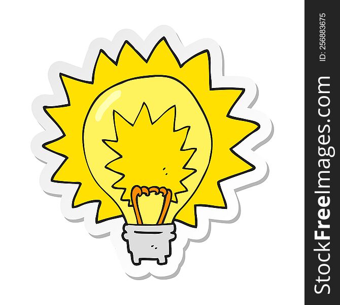 Sticker Of A Cartoon Light Bulb Shining