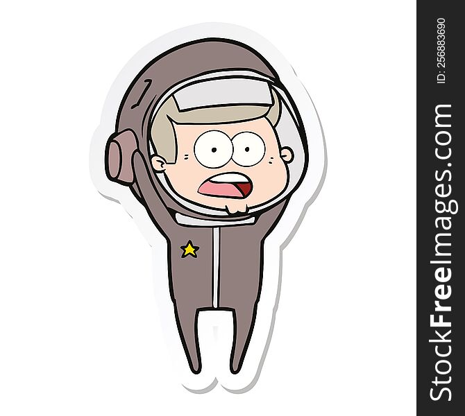 Sticker Of A Cartoon Surprised Astronaut