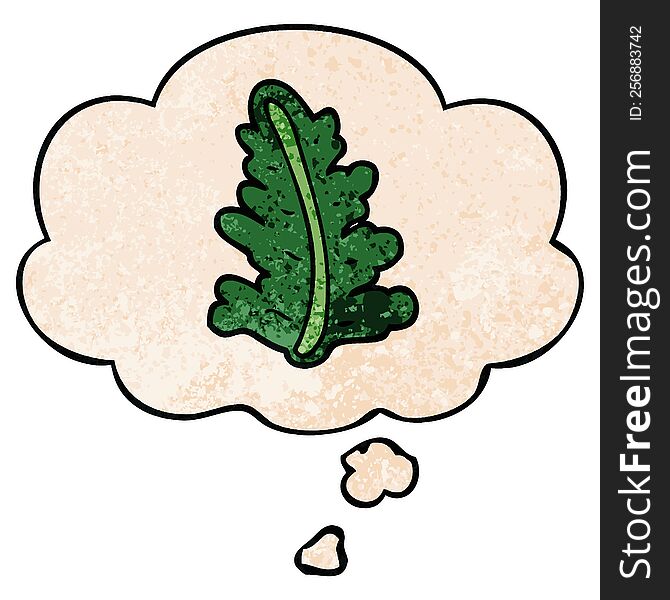 cartoon leaf with thought bubble in grunge texture style. cartoon leaf with thought bubble in grunge texture style