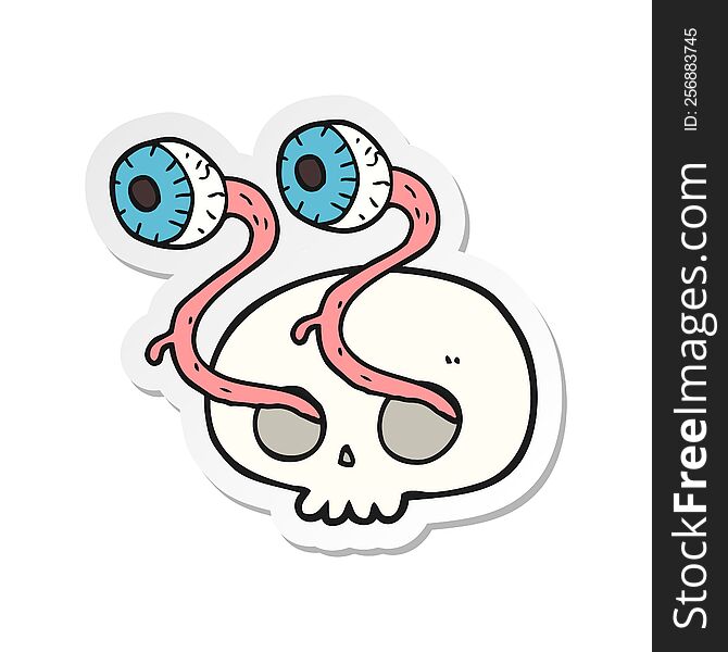 sticker of a gross cartoon eyeball skull