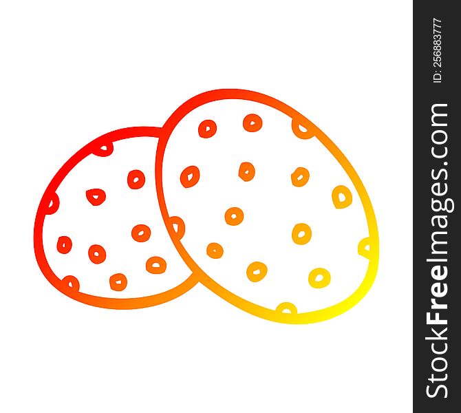 warm gradient line drawing of a two big cartoon cookies