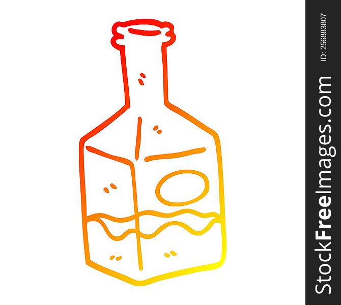 warm gradient line drawing of a cartoon drink in decanter