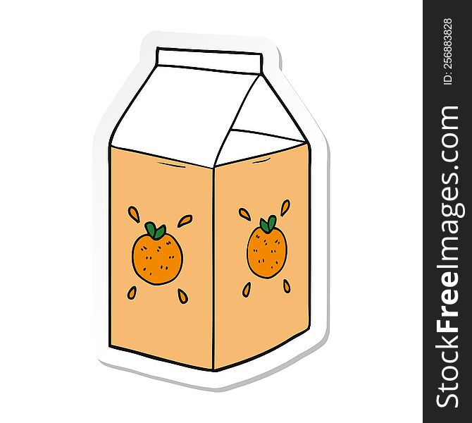 sticker of a cartoon orange juice carton