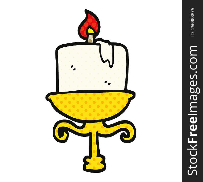 comic book style cartoon old candlestick