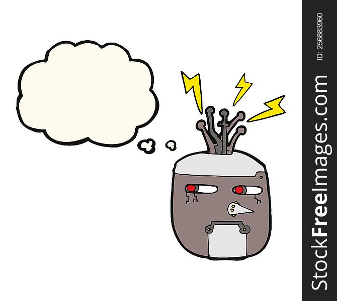 Cartoon Robot Head With Thought Bubble