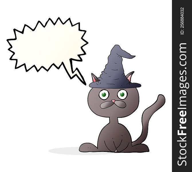 freehand drawn speech bubble cartoon halloween cat