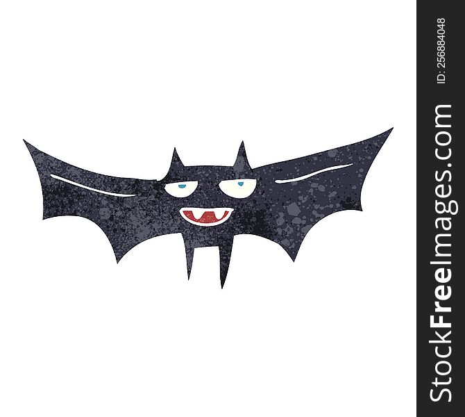 freehand retro cartoon halloween bat