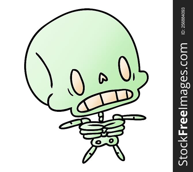 gradient cartoon illustration kawaii cute dead skeleton. gradient cartoon illustration kawaii cute dead skeleton