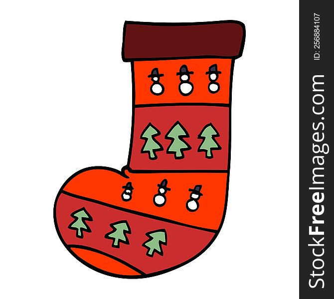 Cartoon Doodle Christmas Stocking