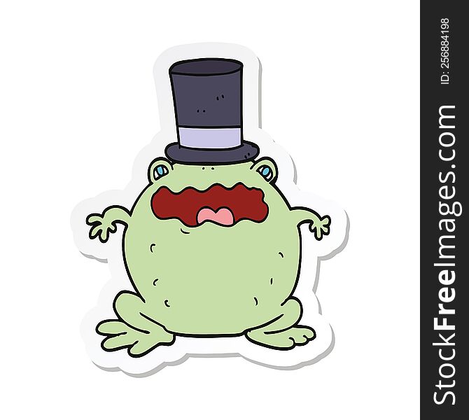 sticker of a cartoon toad wearing top hat