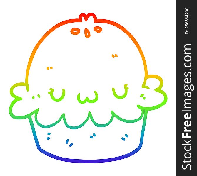 rainbow gradient line drawing of a cute cartoon pie
