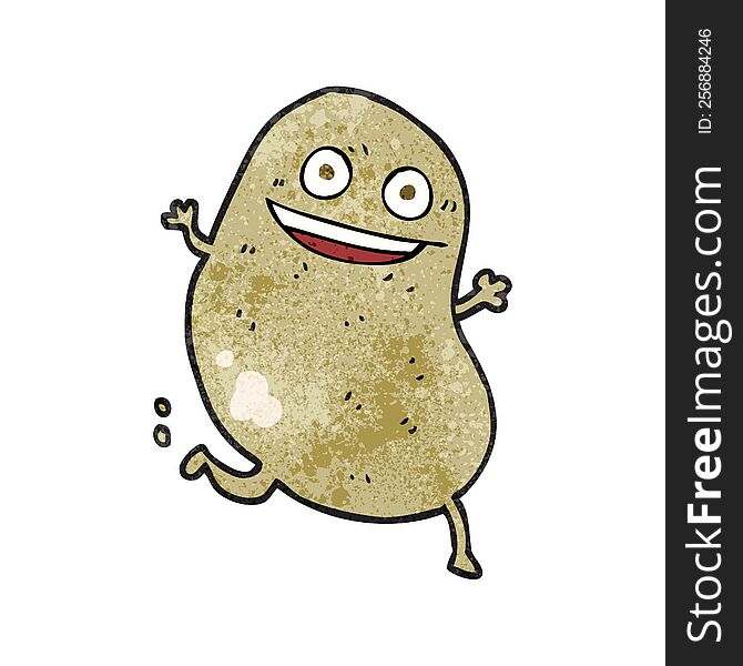 freehand drawn texture cartoon potato running