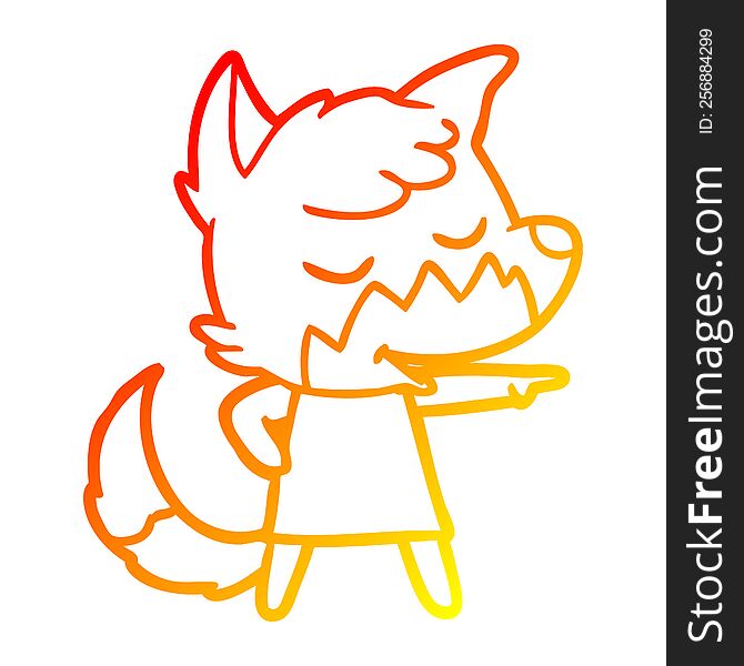 Warm Gradient Line Drawing Friendly Cartoon Fox Girl