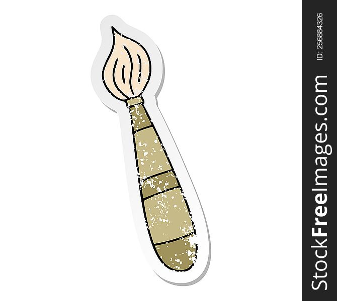 distressed sticker of a quirky hand drawn cartoon paint brush