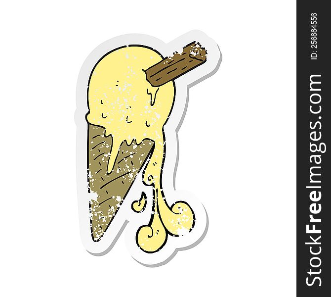 Retro Distressed Sticker Of A Cartoon Ice Cream Cone