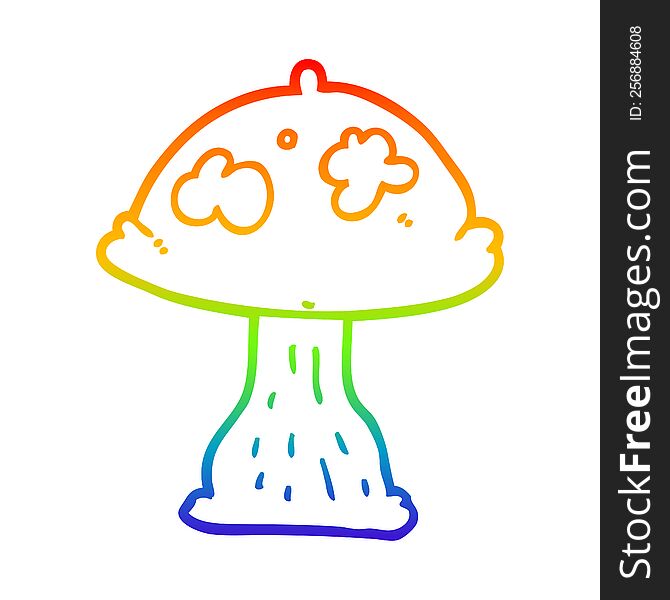 Rainbow Gradient Line Drawing Cartoon Mushroom