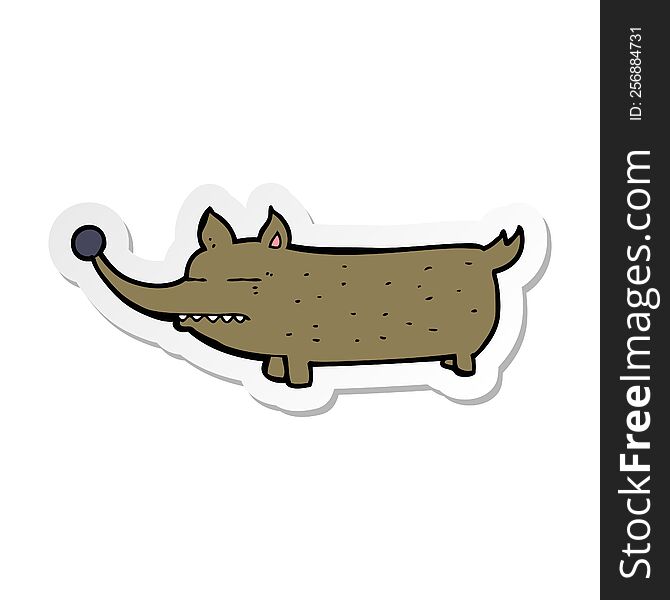 sticker of a cartoon funny little dog