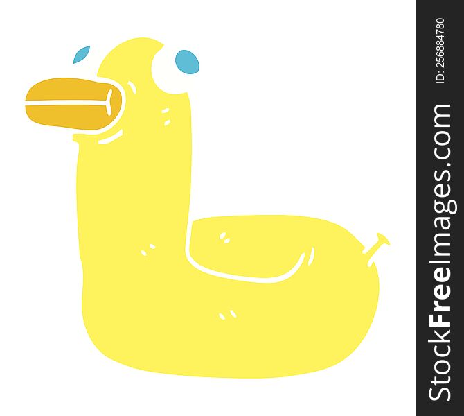 flat color illustration cartoon yellow ring duck