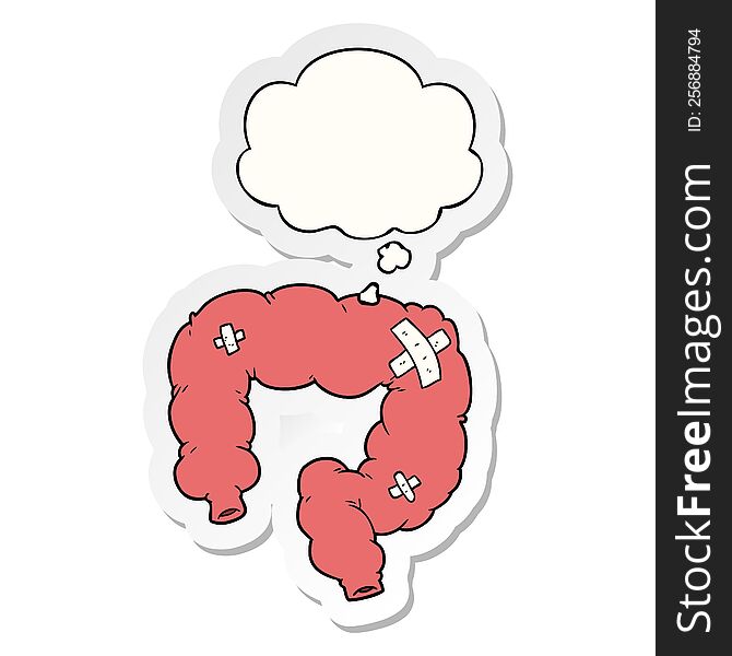 cartoon colon with thought bubble as a printed sticker