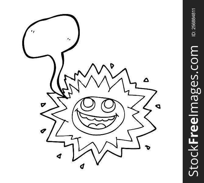 happy freehand drawn speech bubble cartoon sun. happy freehand drawn speech bubble cartoon sun