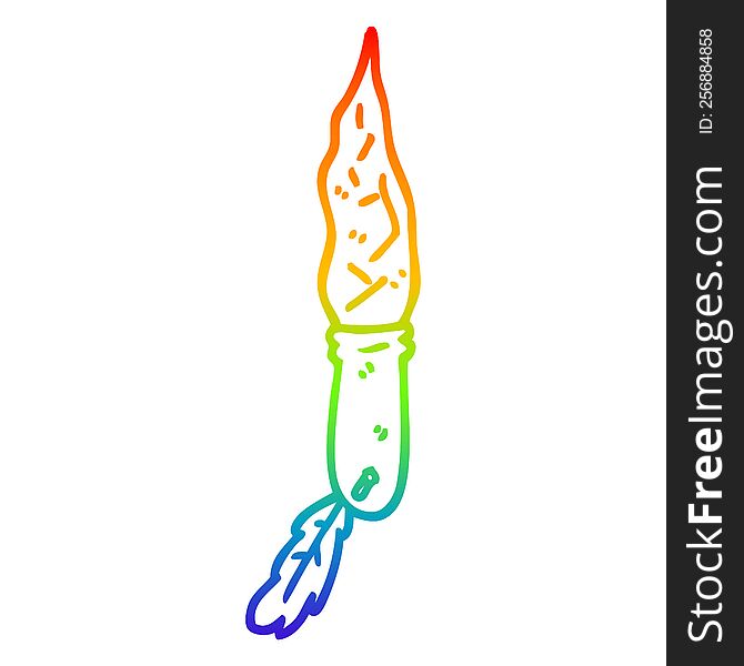 rainbow gradient line drawing of a cartoon primitive stone dagger