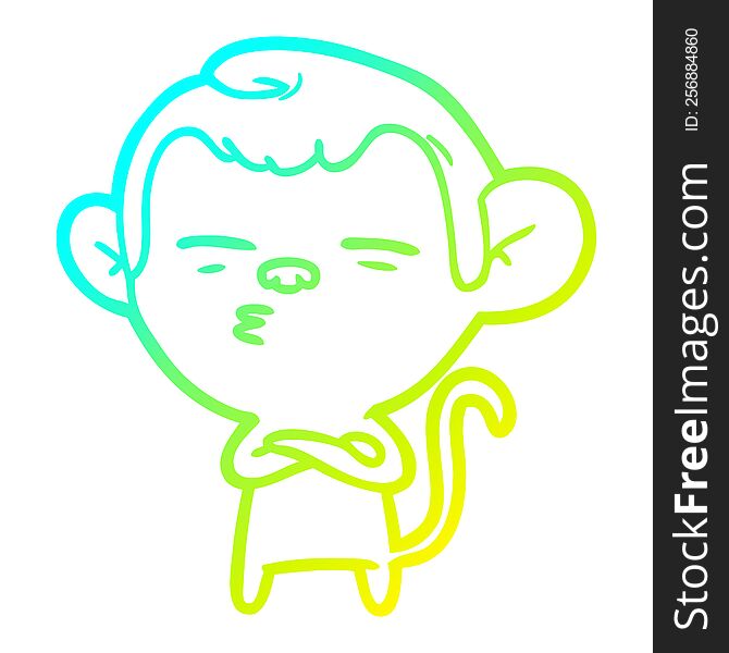 Cold Gradient Line Drawing Cartoon Suspicious Monkey