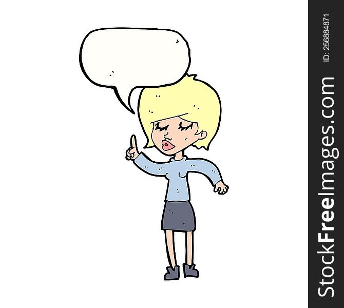 Cartoon Woman With Idea With Speech Bubble