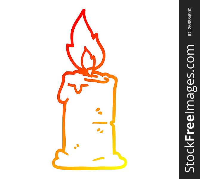warm gradient line drawing of a cartoon lit candle