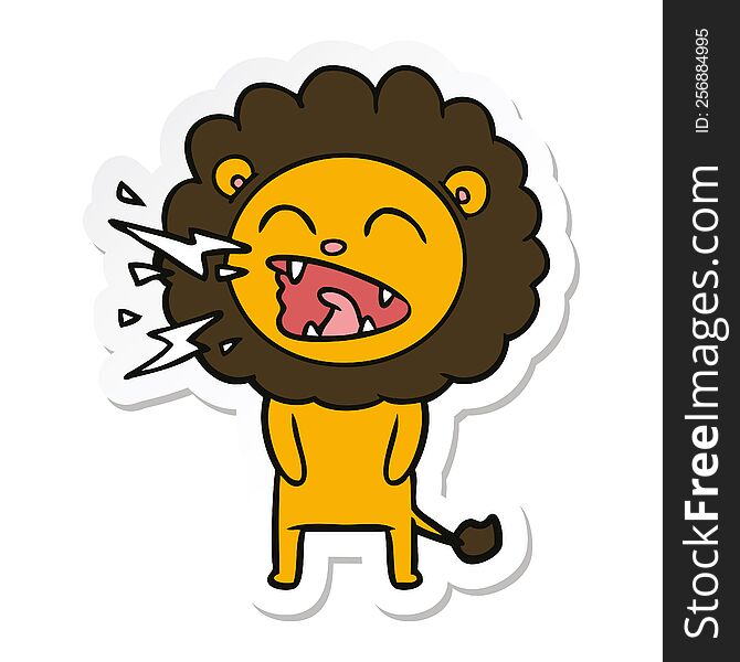 Sticker Of A Cartoon Roaring Lion