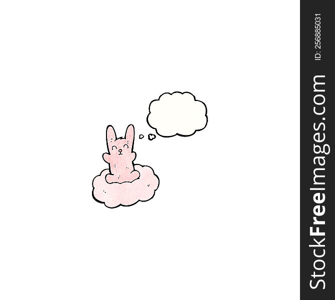 Cartoon Little Rabbit On Cloud