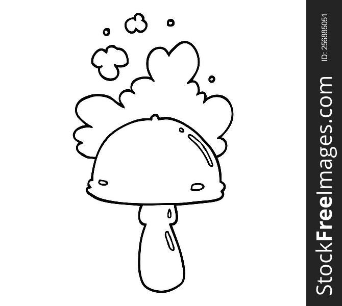 cartoon mushroom with spore cloud