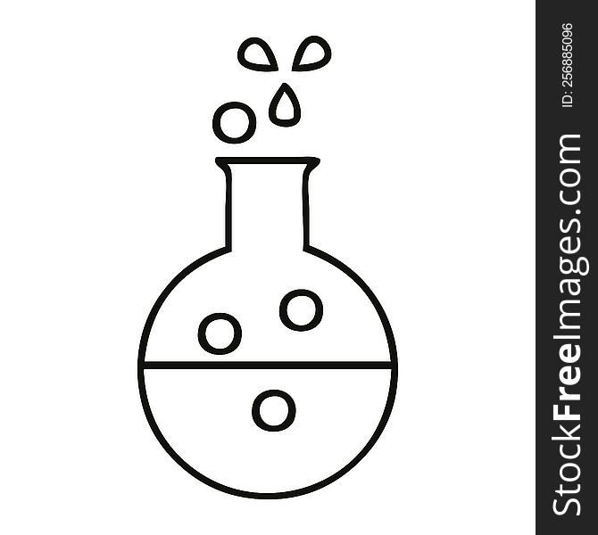 line drawing cartoon of a chemistry tube