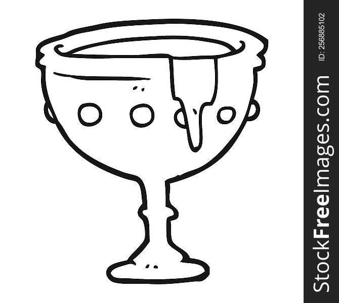 freehand drawn black and white cartoon medieval cup