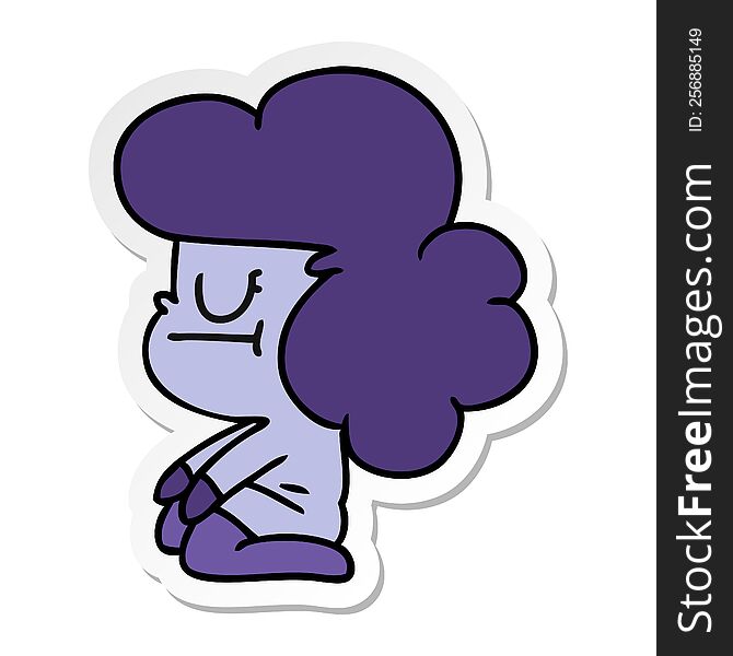 Sticker Cartoon Of A Kawaii Alien Girl