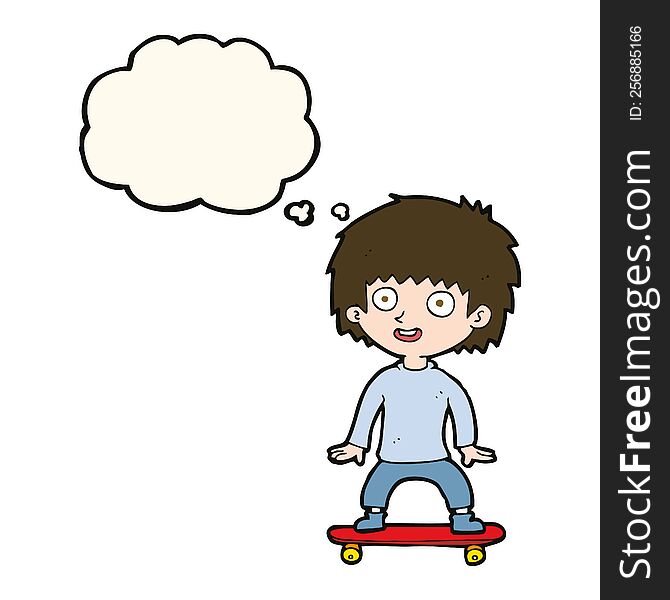 Cartoon Boy On Skateboard With Thought Bubble