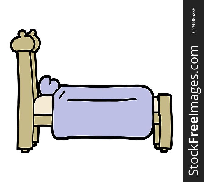 hand drawn doodle style cartoon bed