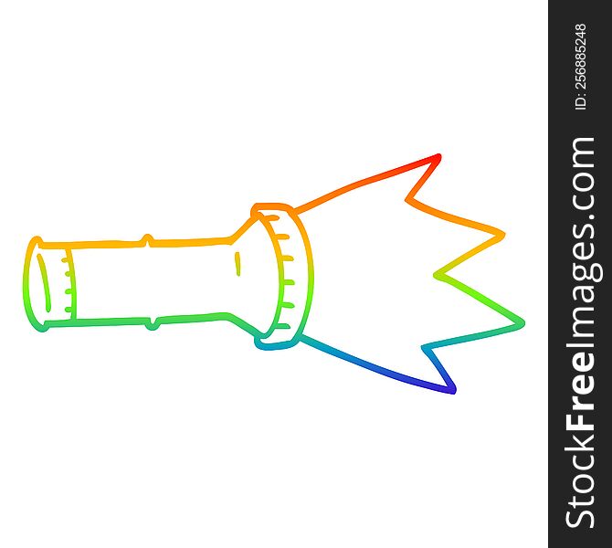 rainbow gradient line drawing of a cartoon torch