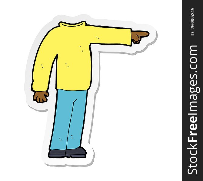 Sticker Of A Cartoon Headless Man Pointing