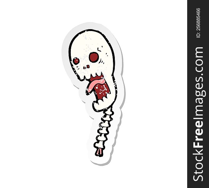 Retro Distressed Sticker Of A Funny Cartoon Skull