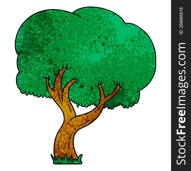 Textured Cartoon Doodle Of A Summer Tree